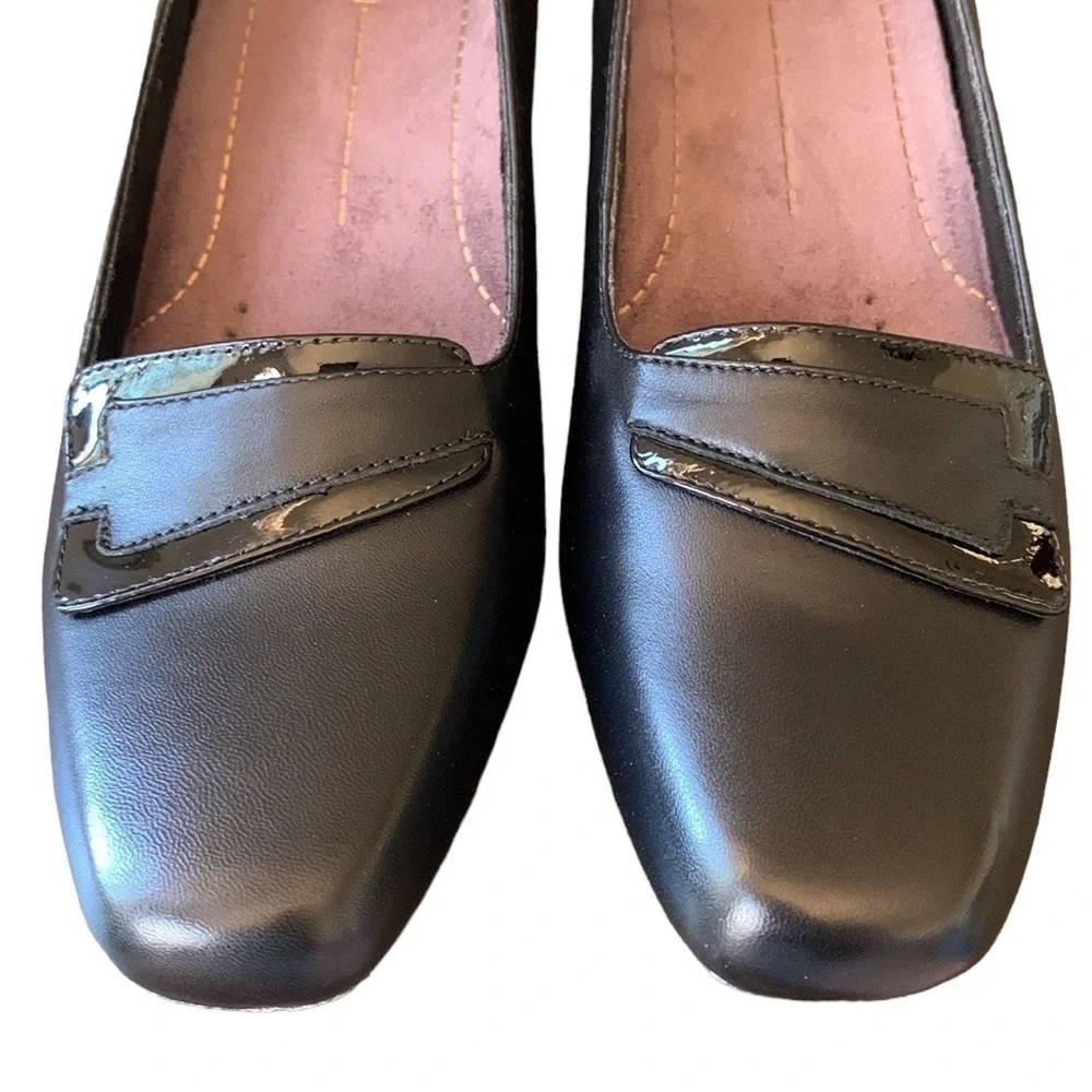 Clark's Levee Delta Black Leather‎ Cushioned Pump Heel Size 8.5N